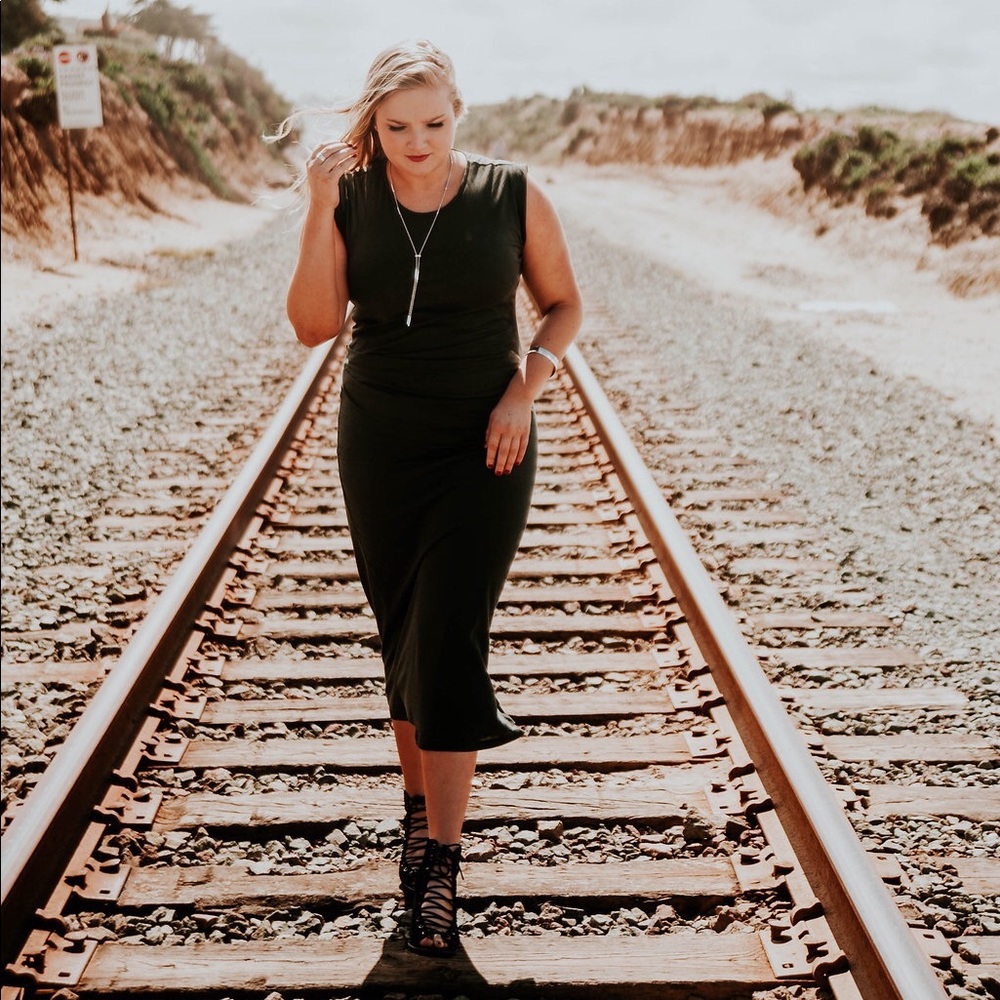 All Saints gray midi bodycon dress